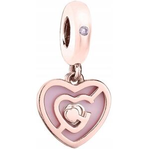 LAREZO Charms Pozłacany Wiszący Serce Serduszko Różowa Emalia Heart SREBRO 925 LAREZO Charms Pozłacany Wiszący Serce Serduszko Różowa Emalia Heart SREBRO 925