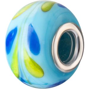 LAREZO Charms Srebrny Koralik Niebieski Szkło Emalia Roślina Wiosna SREBRO 925 LAREZO Charms Srebrny Koralik Niebieski Szkło Emalia Roślina Wiosna SREBRO 925