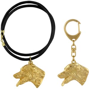 Dalmatyńczyk, Wyżeł dalmatyński - brelok i naszyjnik z psem w pudełku, produkt pozłacany wysokiej jakości, marka Art-Dog Dalmatyńczyk, Wyżeł dalmatyński - brelok i naszyjnik z psem w pudełku, produkt pozłacany wysokiej jakości, marka Art-Dog