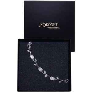 KOKONET Delikatna srebrna bransoletka ślubna z cyrkoniami listkami BOHO rustykalna KOKONET Delikatna srebrna bransoletka ślubna z cyrkoniami listkami BOHO rustykalna