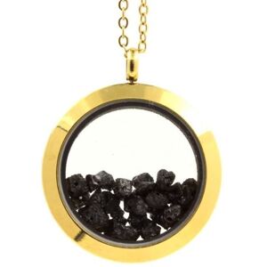 Inny producent Kamienie i minerały. Naszyjnik z surowego czarnego diamentu. Medalion model 25 mm. Kolor złoty. Inny producent Kamienie i minerały. Naszyjnik z surowego czarnego diamentu. Medalion model 25 mm. Kolor złoty.