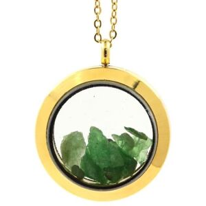 Inny producent Kamienie i minerały. Naszyjnik z surowego granatu Tsavorite. Medalion model 30 mm. Kolor złoty. Inny producent Kamienie i minerały. Naszyjnik z surowego granatu Tsavorite. Medalion model 30 mm. Kolor złoty.