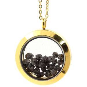 Inny producent Kamienie i minerały. Naszyjnik z surowego szarego diamentu. Medalion model 25 mm. Kolor złoty. Inny producent Kamienie i minerały. Naszyjnik z surowego szarego diamentu. Medalion model 25 mm. Kolor złoty.