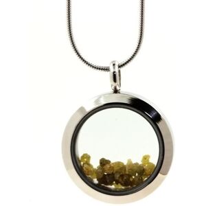 Inny producent Kamienie i minerały. Naszyjnik z surowego żółtego zielonego diamentu. Medalion model 20 mm. Kolor srebrny. Inny producent Kamienie i minerały. Naszyjnik z surowego żółtego zielonego diamentu. Medalion model 20 mm. Kolor srebrny.