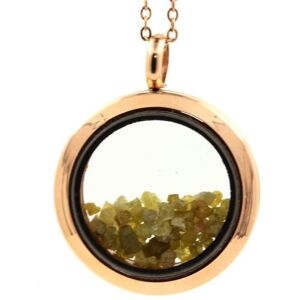 Inny producent Kamienie i minerały. Naszyjnik z surowego żółtego zielonego diamentu. Medalion model 30 mm. Kolor Różowe złoto. Inny producent Kamienie i minerały. Naszyjnik z surowego żółtego zielonego diamentu. Medalion model 30 mm. Kolor Różowe złoto.
