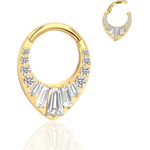 BIZU Kolczyk PIERCING Clicker Łezka Złoty z kryształkami Septum TYTAN 1,2/8 BIZU Kolczyk PIERCING Clicker Łezka Złoty z kryształkami Septum TYTAN 1,2/8