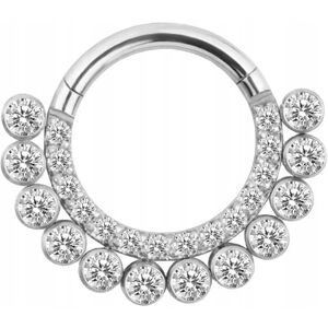 BIZU Kolczyk PIERCING Clicker Tytanowy Srebrny z cyrkoniami Kółko Septum 1.2/8 BIZU Kolczyk PIERCING Clicker Tytanowy Srebrny z cyrkoniami Kółko Septum 1.2/8