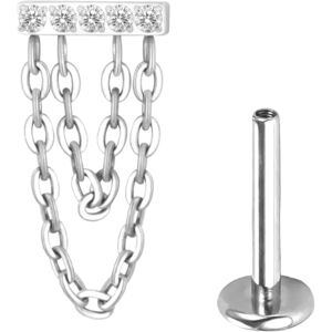 Inny producent Kolczyk PIERCING Labret z cyrkoniami i łańcuszkami Helix Lobe TYTAN 1,2/10 Inny producent Kolczyk PIERCING Labret z cyrkoniami i łańcuszkami Helix Lobe TYTAN 1,2/10