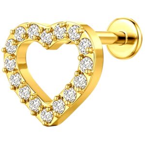 BIZU Kolczyk PIERCING Labret Złoty serce z cyrkoniami Lobe Upper TYTAN 1,2/8 BIZU Kolczyk PIERCING Labret Złoty serce z cyrkoniami Lobe Upper TYTAN 1,2/8