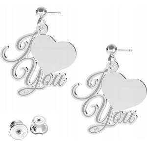 LAREZO Kolczyki Srebrne Blaszki Serca I Love You Serduszka Kocham Cię SREBRO 925 LAREZO Kolczyki Srebrne Blaszki Serca I Love You Serduszka Kocham Cię SREBRO 925