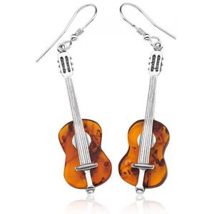 ART Kolczyki Srebrne , Gitarka Z Bursztynu - K68S ART Kolczyki Srebrne , Gitarka Z Bursztynu - K68S