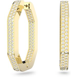 Kolczyki Swarovski Dextera hoop earrings, Octagon, Pavé crystals, Large, White, Gold-tone plated 5618304 Kolczyki Swarovski Dextera hoop earrings, Octagon, Pavé crystals, Large, White, Gold-tone plated 5618304