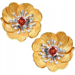 Kolczyki Złote Kolczyki Kwiat Anemon Naturalny Topaz Srebro 925 MODA TRUSKY Kolczyki Złote Kolczyki Kwiat Anemon Naturalny Topaz Srebro 925 MODA TRUSKY