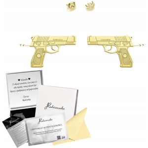 Radziszewska Kolczyki Złote z Pistoletem Pistolet SREBRO 925 Prezent DEDYKACJA GRATIS Radziszewska Kolczyki Złote z Pistoletem Pistolet SREBRO 925 Prezent DEDYKACJA GRATIS