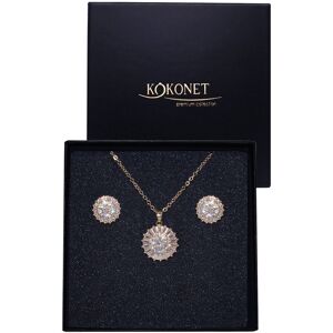 KOKONET KOMPLET kolczyki naszyjnik okrągłe koła wysadzane cyrkoniami złote GLAM KOKONET KOMPLET kolczyki naszyjnik okrągłe koła wysadzane cyrkoniami złote GLAM