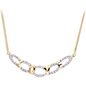 brak danych Naava 9ct 375 Yellow White Gold Pendant Necklace LOVE brak danych Naava 9ct 375 Yellow White Gold Pendant Necklace LOVE