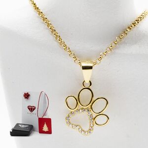 ART Naszyjnik Damski Psia Łapka z Cyrkoniami, Srebro p.925 Złocone Czystym Złotem, Prezent Handmade ART Naszyjnik Damski Psia Łapka z Cyrkoniami, Srebro p.925 Złocone Czystym Złotem, Prezent Handmade
