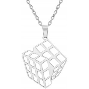 Inny producent Naszyjnik Łańcuszek z Kostką Rubika Kostka Rubika 3D Srebrna Zabawka Y2K Inny producent Naszyjnik Łańcuszek z Kostką Rubika Kostka Rubika 3D Srebrna Zabawka Y2K