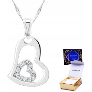 LAREZO Naszyjnik Srebrny 925 Dwa Serca Podwójne Serce z Cyrkoniami Love SREBRO 925 LAREZO Naszyjnik Srebrny 925 Dwa Serca Podwójne Serce z Cyrkoniami Love SREBRO 925