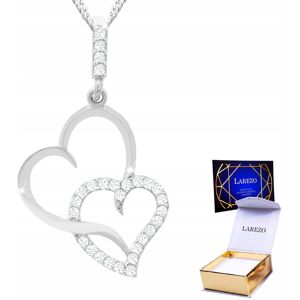 LAREZO Naszyjnik Srebrny 925 Dwa Serca Serduszko z Cyrkoniami Love Podwójne Serce LAREZO Naszyjnik Srebrny 925 Dwa Serca Serduszko z Cyrkoniami Love Podwójne Serce