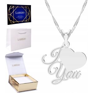 LAREZO Naszyjnik Srebrny Łańcuszek I Love You Miłość Serce Kocham Cie SREBRO 925 LAREZO Naszyjnik Srebrny Łańcuszek I Love You Miłość Serce Kocham Cie SREBRO 925