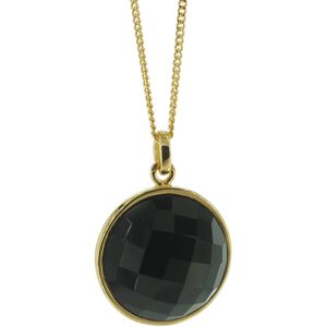 Skorulski Jewellery Naszyjnik srebrny złocony - cięty Onyks okrągły na łańcuszku-45 cm Skorulski Jewellery Naszyjnik srebrny złocony - cięty Onyks okrągły na łańcuszku-45 cm