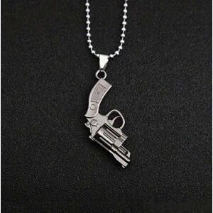 Inny producent Naszyjnik Wisiorek Rewolwer Srebrny Pistolet Vintage Prezent Streetwear Y2K Inny producent Naszyjnik Wisiorek Rewolwer Srebrny Pistolet Vintage Prezent Streetwear Y2K