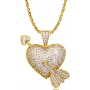 Inny producent Naszyjnik Wisiorek Strzała w Sercu Serce Heart złote iced streetwear Inny producent Naszyjnik Wisiorek Strzała w Sercu Serce Heart złote iced streetwear