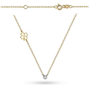 Jubiler Monika Naszyjnik z koniczynką i brylantem 0.02ct 38cm złoto pr. 585 Jubiler Monika Naszyjnik z koniczynką i brylantem 0.02ct 38cm złoto pr. 585