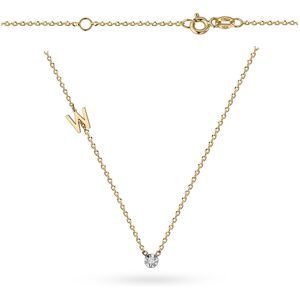 Jubiler Monika Naszyjnik z literką W i brylantem 0.02ct 38cm złoto pr. 585 Jubiler Monika Naszyjnik z literką W i brylantem 0.02ct 38cm złoto pr. 585