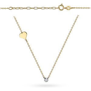 Jubiler Monika Naszyjnik z sercem i brylantem 0.02ct 38cm złoto pr. 585 Jubiler Monika Naszyjnik z sercem i brylantem 0.02ct 38cm złoto pr. 585