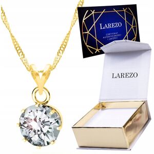 LAREZO Piękny Złoty Naszyjnik 925 Pozłacany 24K Duża Lśniąca Cyrkonia jak Diament LAREZO Piękny Złoty Naszyjnik 925 Pozłacany 24K Duża Lśniąca Cyrkonia jak Diament
