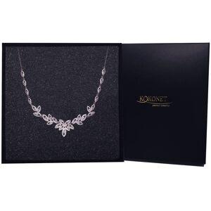 KOKONET Ślubna Kolia Srebrna Naszyjnik Listki Kryształki Na Wesele KOKONET Ślubna Kolia Srebrna Naszyjnik Listki Kryształki Na Wesele
