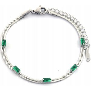 Inny producent Srebrna Bransoletka Szmaragdy Jodełka Kamienie Stylowa Stal Szlachetna Inny producent Srebrna Bransoletka Szmaragdy Jodełka Kamienie Stylowa Stal Szlachetna