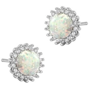 Monilu Srebrne kolczyki 925 Round Opal białe sztyft Monilu Srebrne kolczyki 925 Round Opal białe sztyft