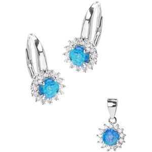 Inna producent Srebrny komplet kolczyki zawieszka Blue Opal Inna producent Srebrny komplet kolczyki zawieszka Blue Opal