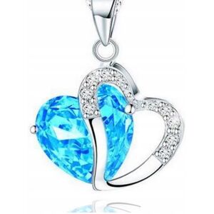 Inny producent Srebrny Naszyjnik Serce Cyrkonia Błękitna Stal Szlachetna na Prezent Inny producent Srebrny Naszyjnik Serce Cyrkonia Błękitna Stal Szlachetna na Prezent