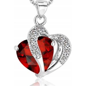 Inny producent Srebrny Naszyjnik Serce Cyrkonia Czerwona Red Stal Szlachetna na Prezent Inny producent Srebrny Naszyjnik Serce Cyrkonia Czerwona Red Stal Szlachetna na Prezent