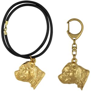 Staffordshire Bull Terrier, Staffik, Staffi II - brelok i naszyjnik z psem w pudełku, produkt pozłacany wysokiej jakości, marka Art-Dog Staffordshire Bull Terrier, Staffik, Staffi II - brelok i naszyjnik z psem w pudełku, produkt pozłacany wysokiej jakości, marka Art-Dog