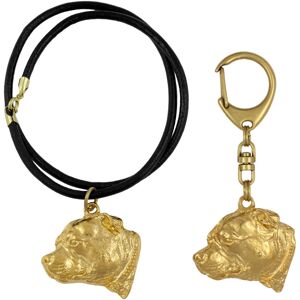 Staffordshire Bull Terrier, Staffik, Staffi III - brelok i naszyjnik z psem w pudełku, produkt pozłacany wysokiej jakości, marka Art-Dog Staffordshire Bull Terrier, Staffik, Staffi III - brelok i naszyjnik z psem w pudełku, produkt pozłacany wysokiej jakości, marka Art-Dog