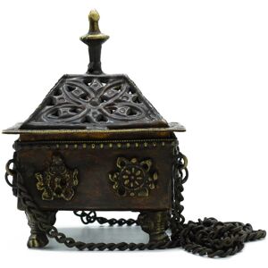 ANCIENT WISDOM Tybetańska Mosiężna Kadzielnica - Wisząca Kwadratowa z 8 Symbolami ANCIENT WISDOM Tybetańska Mosiężna Kadzielnica - Wisząca Kwadratowa z 8 Symbolami