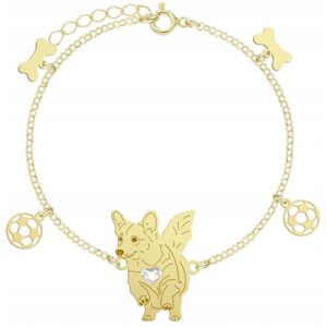 Radziszewska Bransoletka Złota z psem Welsh Corgi Pembroke 925 Łańcuszek GRAWER GRATIS Radziszewska Bransoletka Złota z psem Welsh Corgi Pembroke 925 Łańcuszek GRAWER GRATIS