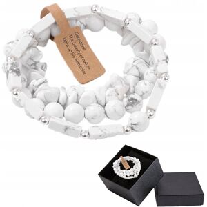 Altair Zestaw 3 Bransoletka Męska 5-8 Mm Kamień Natural Biały Howlit White Howlite Altair Zestaw 3 Bransoletka Męska 5-8 Mm Kamień Natural Biały Howlit White Howlite