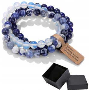 Altair Zestaw 3 Bransoletki 8 mm Biały Turkus Lapis Lazuli Niebieski Agat Pasiasty Altair Zestaw 3 Bransoletki 8 mm Biały Turkus Lapis Lazuli Niebieski Agat Pasiasty