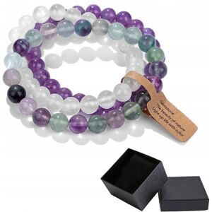 Altair Zestaw 3 Bransoletki 8 mm Kamień Ametyst Biały Chalcedon Fluoryt Lucite Altair Zestaw 3 Bransoletki 8 mm Kamień Ametyst Biały Chalcedon Fluoryt Lucite