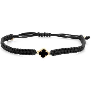 Lovrin Złota bransoletka 585 14k onyks koniczyna czarny sznurek 0.67g elegancka Lovrin Złota bransoletka 585 14k onyks koniczyna czarny sznurek 0.67g elegancka