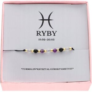 Inny producent ZŁOTA bransoletka znak zodiaku RYBY kamienie naturalne srebro 925 Inny producent ZŁOTA bransoletka znak zodiaku RYBY kamienie naturalne srebro 925