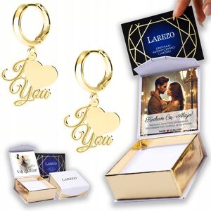 LAREZO Złote Kolczyki 925 Blaszki Serca Serduszka I Love You Kocham Cię NADRUK LAREZO Złote Kolczyki 925 Blaszki Serca Serduszka I Love You Kocham Cię NADRUK