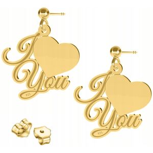 LAREZO Złote Kolczyki Blaszki Serca I Love You Serduszka Kocham Cię SREBRO 925 LAREZO Złote Kolczyki Blaszki Serca I Love You Serduszka Kocham Cię SREBRO 925