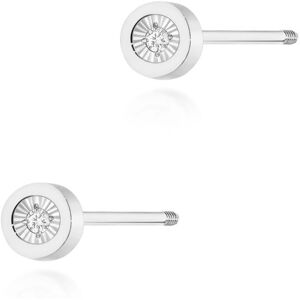 Inny producent Złote kolczyki Diament 2 x 0,0145ct białe złoto sztyft zakręcany pr. 585 Inny producent Złote kolczyki Diament 2 x 0,0145ct białe złoto sztyft zakręcany pr. 585
